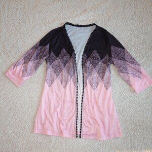 Women's Size Medium Pink and Black Long Sleeve Cardigan, NWOT